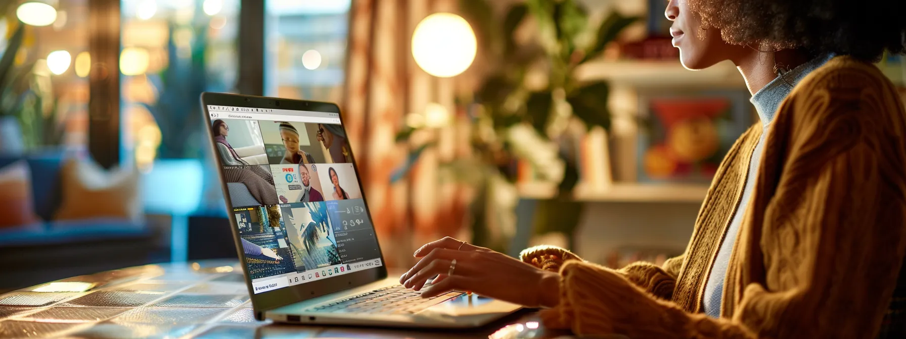 a person browsing on a laptop with multiple tabs open and various social media widgets visible on the screen.